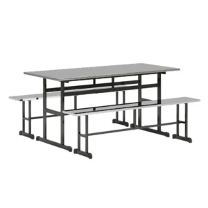 Bàn ăn BA05 gồm 2 băng ghế inox sáng đẹp không lo rỉ sét