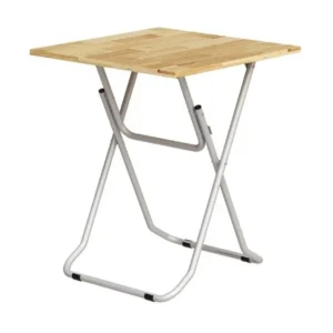 Bàn cafe BCF105 chân gấp thép mạ hoặc sơn mặt gỗ cao su