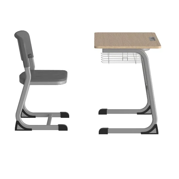 Ghế học sinh GHS43 khung thép sơn xám nệm tựa bằng nhựa