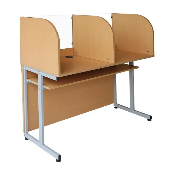Bàn học tiếng anh BH101 khung thép sơn có 2 chỗ ngồi vách ngăn