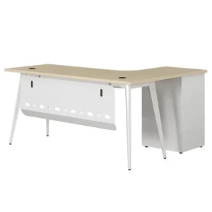 Bàn làm việc LUX1612YC10 lượn chữ L hộc sắt 3 ngăn kéo