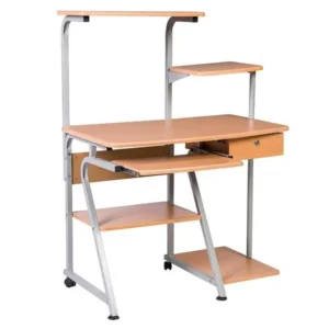 Bàn máy tính BMT97B gỗ ép chân không với nhiều kệ và khay bàn phím
