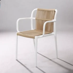 Ghế cafe 3039 chân nhựa cao cấp lưng dây đan có tay
