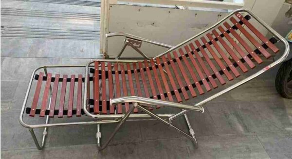 Ghế giường gấp inox Xuân Hoà GNI-0700 nan gỗ mùa nóng ngồi bao mát - Ảnh 3