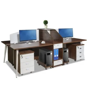 Modul bàn làm việc LUXMD02C10 có vách ngăn và hộc liền cho 4 nhân viên