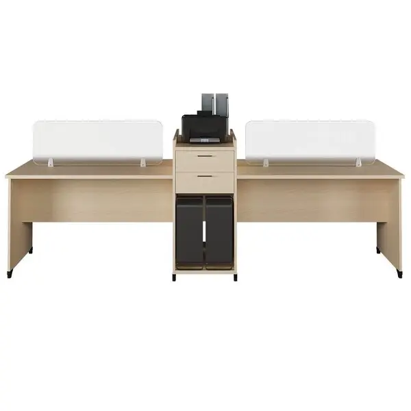Module Bàn văn phòng ATMD02 cụm 4 tủ phụ và vách kính - Ảnh 2