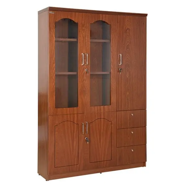 Tủ Tài Liệu Veneer DC1350V9 với 3 khoang 2 cánh kính