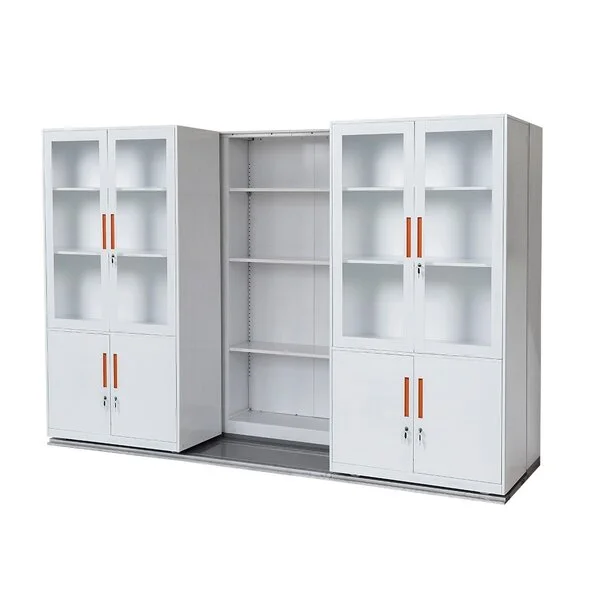 Tủ hồ sơ di động MCF3K3 mặt ngoài 2 tủ cánh kính sơn trắng - Ảnh 2
