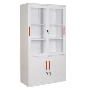 Tủ sắt TU09K3GD màu trắng sang trọng có 2 cánh kính lùa