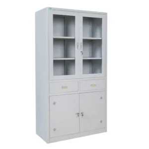 Tủ sắt TU09K3LCK sơn tĩnh điện 2 cánh kính 2 ngăn kéo giữa