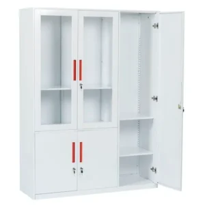 Tủ sắt TU09K5D hiện đại có 2 cánh kính và 1 cánh dài treo áo