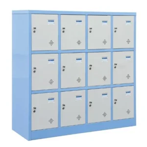 Tủ sắt để đồ học sinh TMG983-4K có 12 cánh mở và khóa Locker