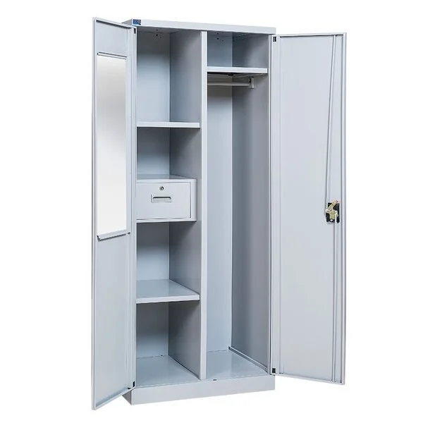 Tủ sắt gia đình TU16 có 2 khoang với ngăn kéo và suốt treo áo