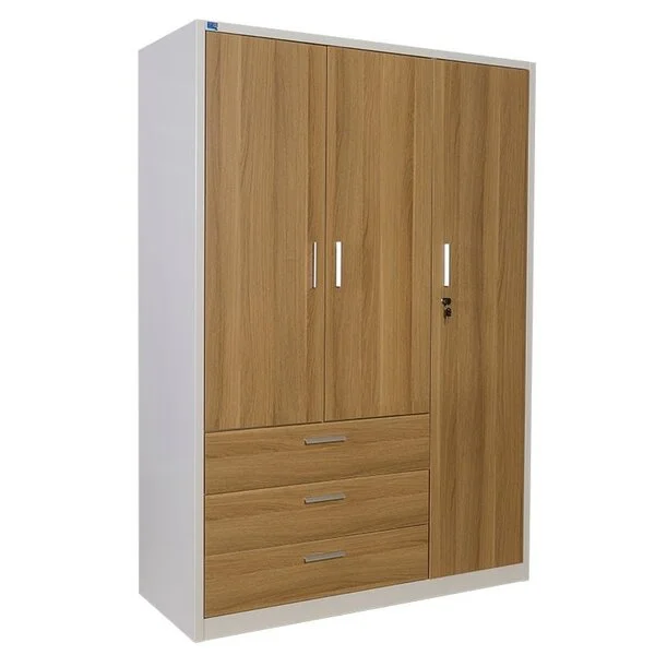 Tủ sắt gia đình TU18B2C3 khung thép cánh gỗ và 3 ngăn kéo