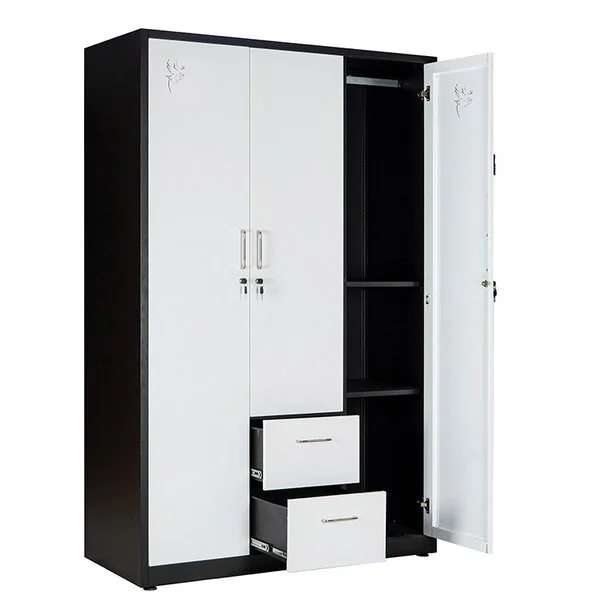 Tủ sắt gia đình TU20B2C3 có 3 cánh 2 ngăn màu cà phê phối trắng