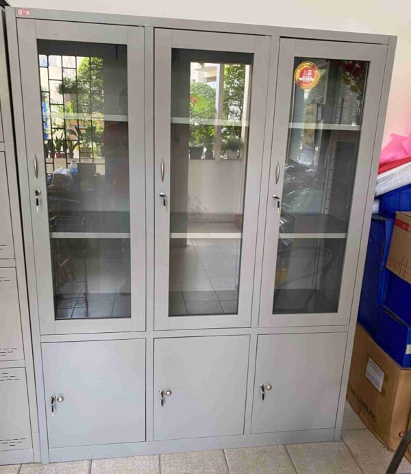 Tủ sắt 3 cánh kính tủ đựng hồ sơ cho văn phòng lớn CA-6A-LG - Ảnh 2