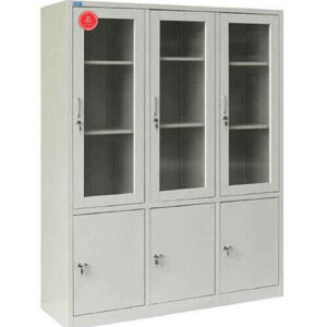 Tủ sắt 3 cánh kính tủ đựng hồ sơ cho văn phòng lớn CA-6A-LG